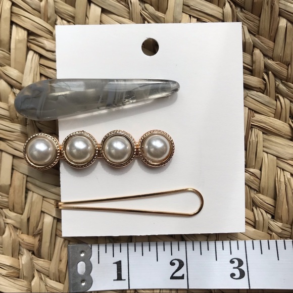 Marble and Gold Hairpin Barrettes Set - Picture 4 of 4